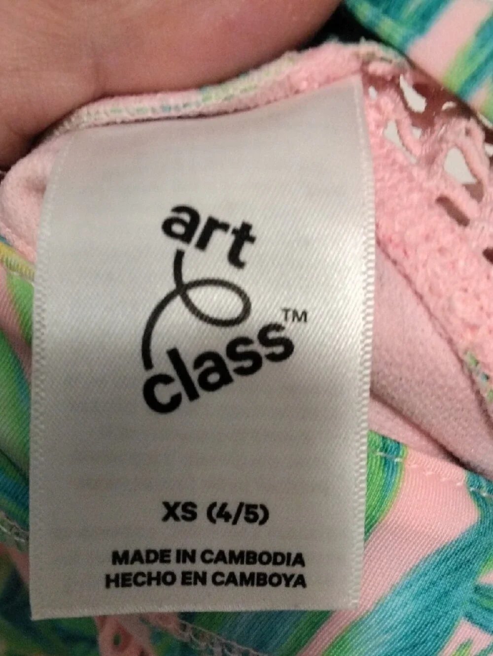 Art class Pink Floral Mesh-Sleeve One-Piece Swimwear Girls XS (4-5)